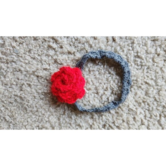 Red Rose Crochet Flower Headband Baby Accessory - Picture 1 of 3